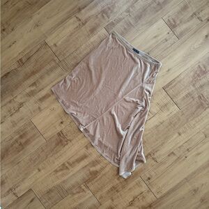 Vintage Velvet Women's Asymmetrical Soft Tan Midi Skirt